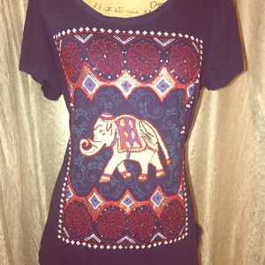 Lucky Brand beaded elephant shirt